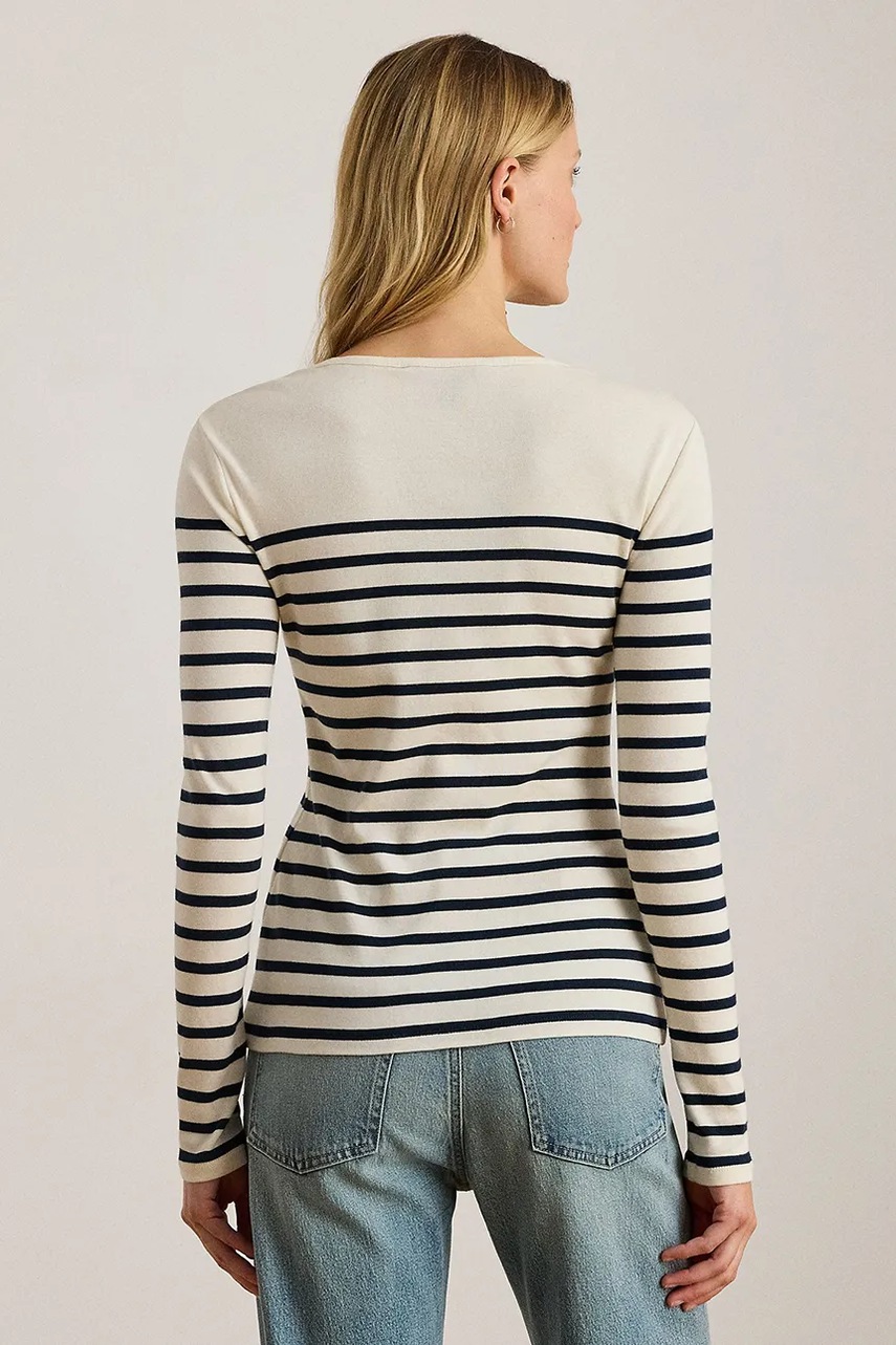 Хлопковая блузка Lauren Ralph Lauren цвет синий узор 200980046