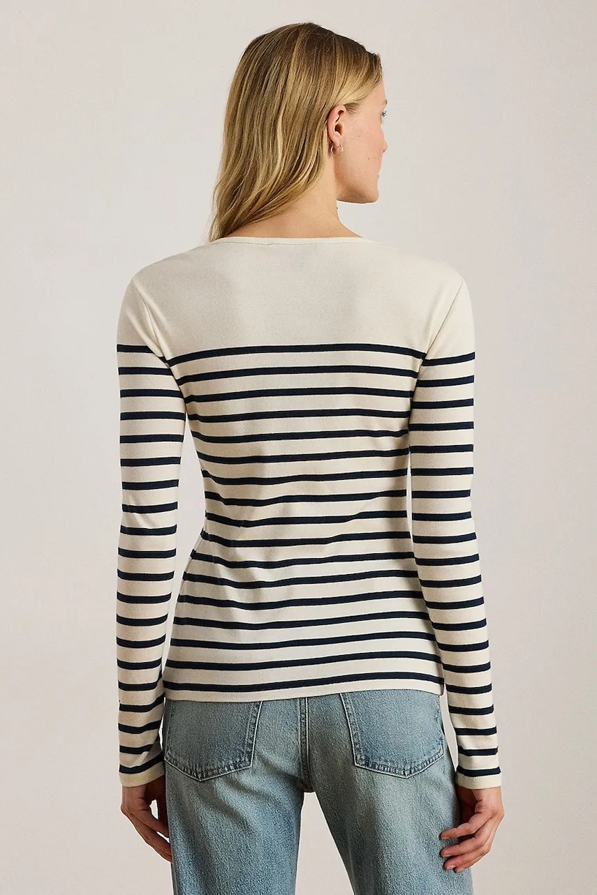 Хлопковая блузка Lauren Ralph Lauren цвет синий узор 200980046 Хлопковая блузка Lauren Ralph Lauren цвет синий узор 200980046