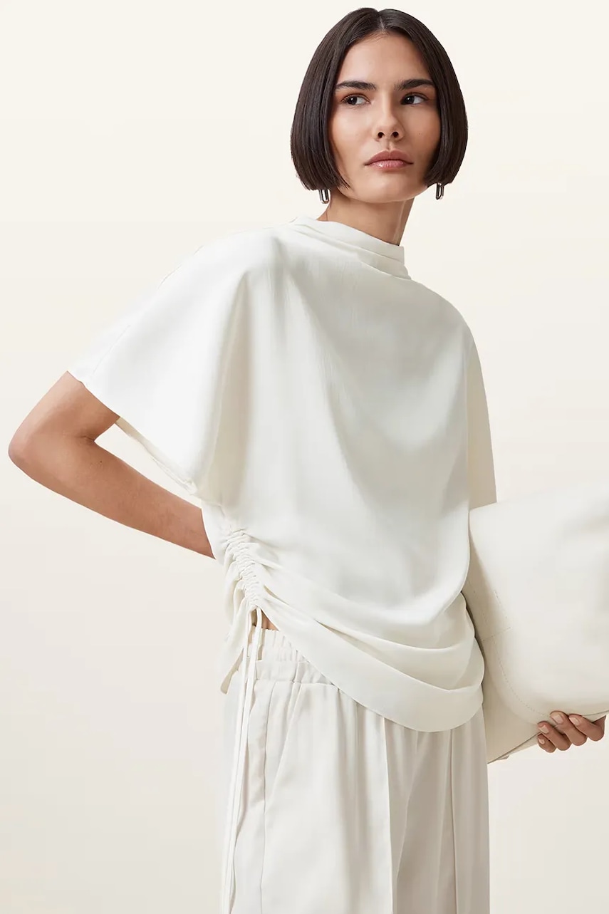 AllSaints bluză LESLIE culoarea alb, uni, W024PD