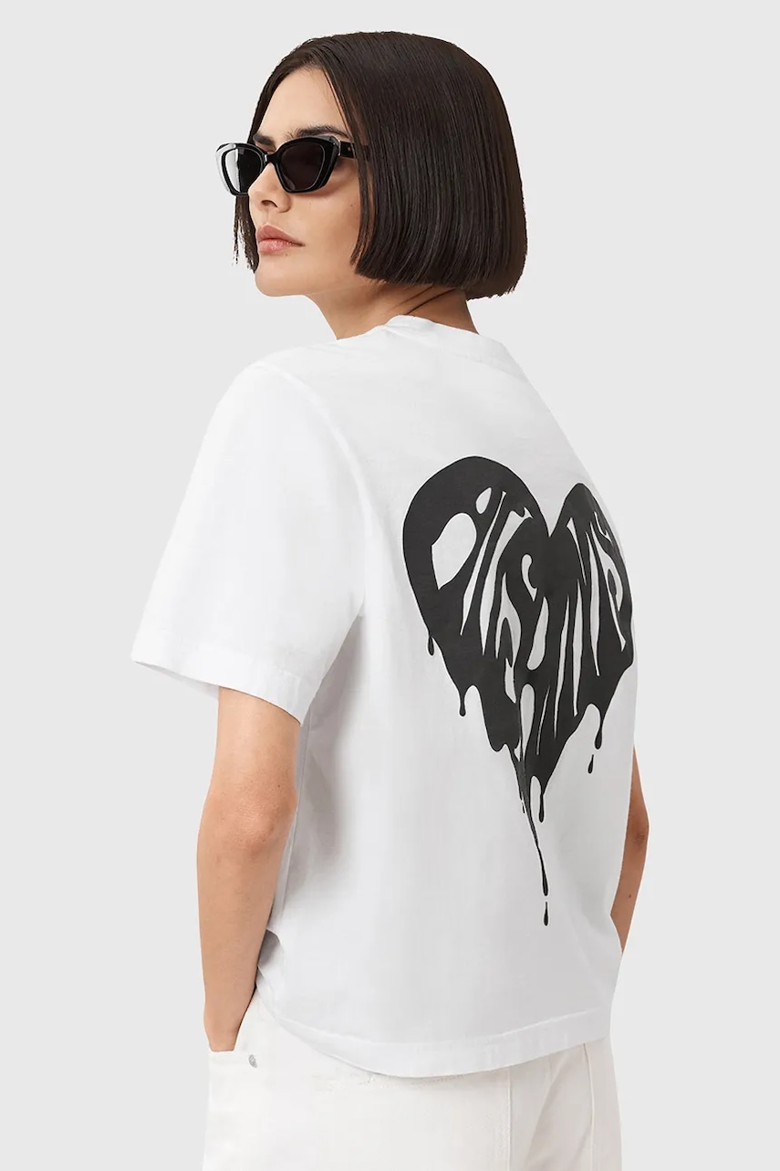 AllSaints bluză TRIP culoarea alb, cu imprimeu, W033JD