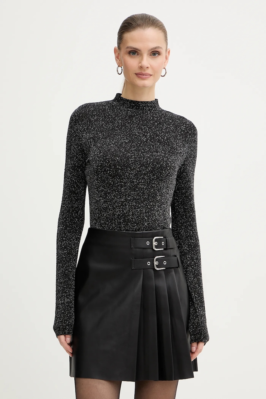 Morgan longsleeve culoarea negru, cu guler, TBRIN