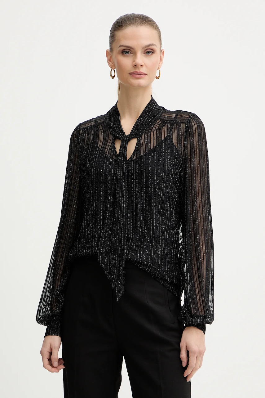 Morgan bluză culoarea negru, cu imprimeu, TEVAL