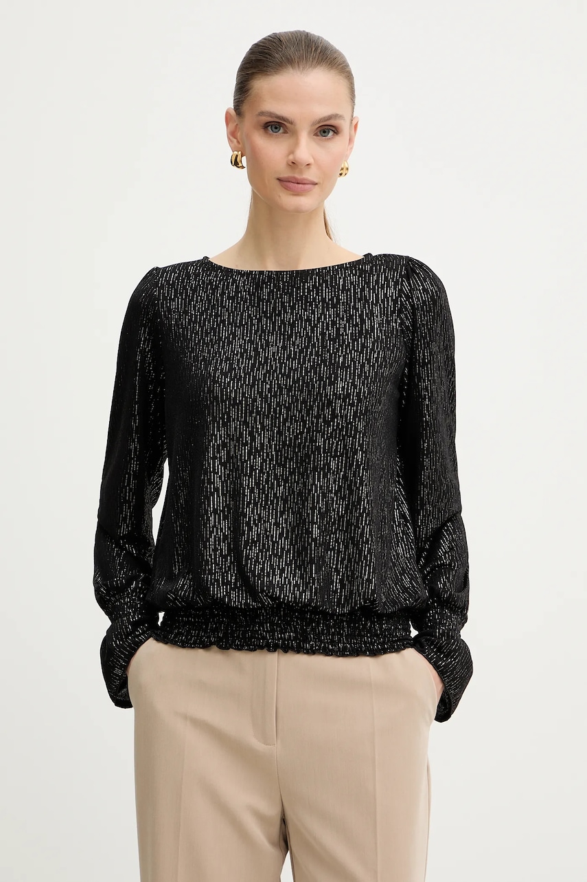 Morgan bluză culoarea negru, cu imprimeu, TIKA