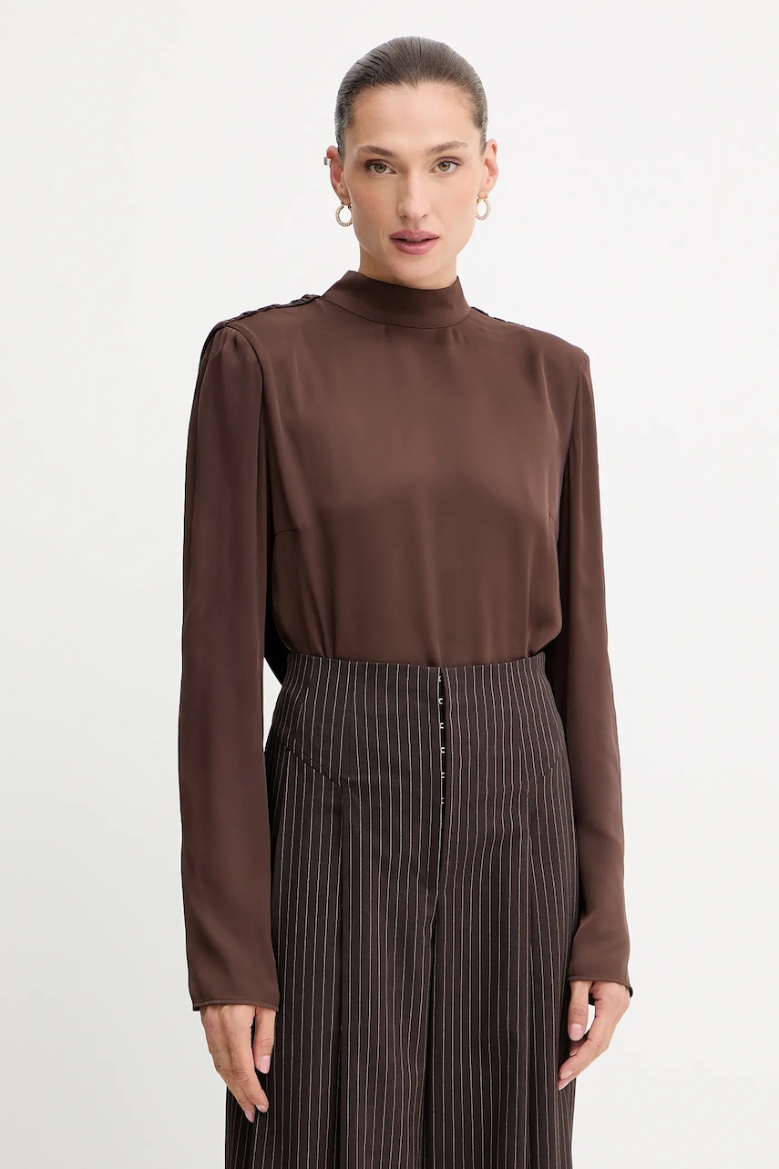 Rotate bluză culoarea maro, uni, 1146432910