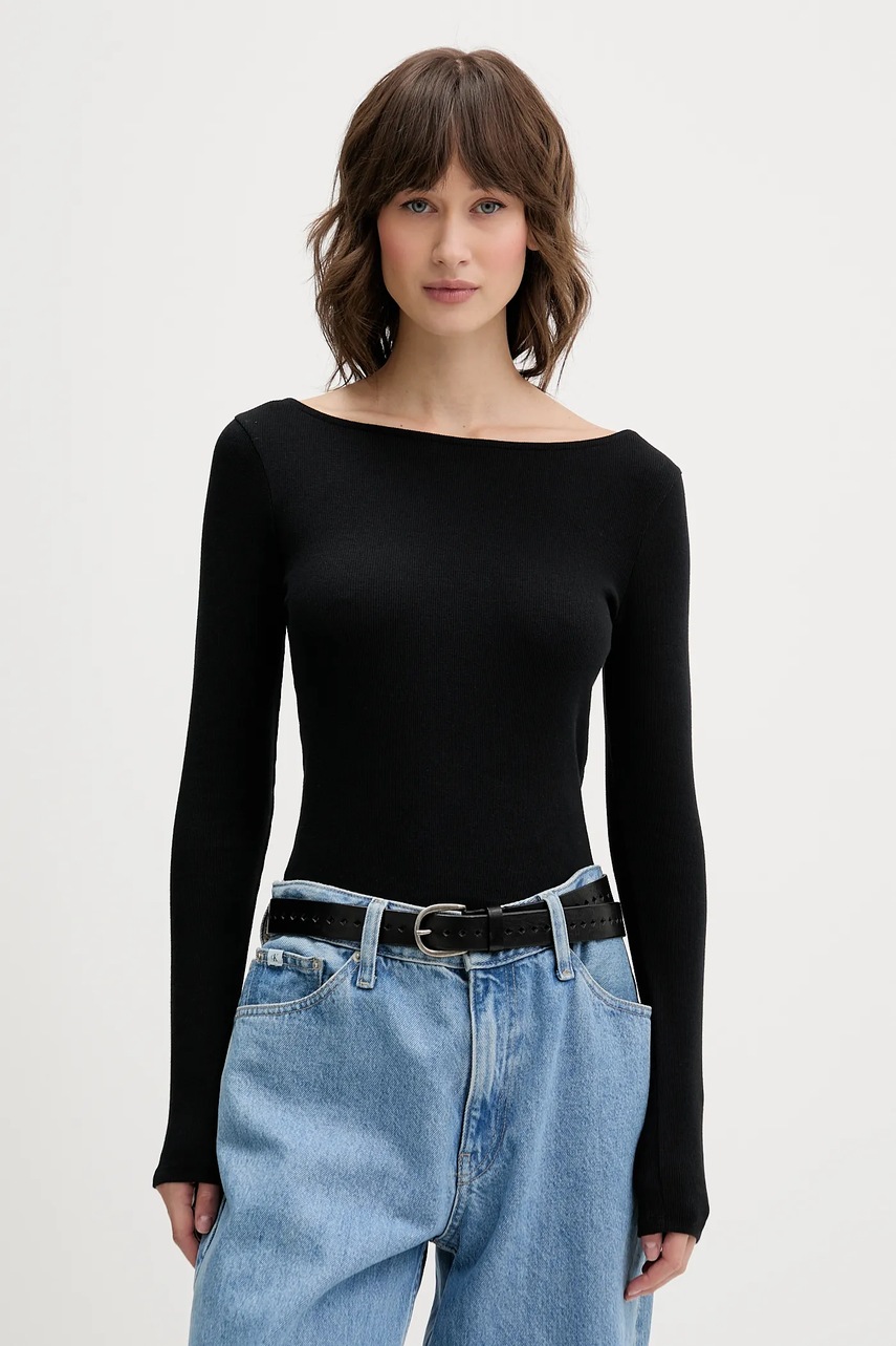 Hollister Co. longsleeve culoarea negru, KI339-5287-900