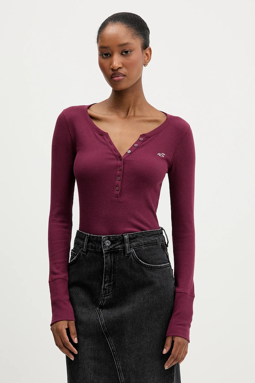 Hollister Co. longsleeve culoarea rosu, KI339-5296-520