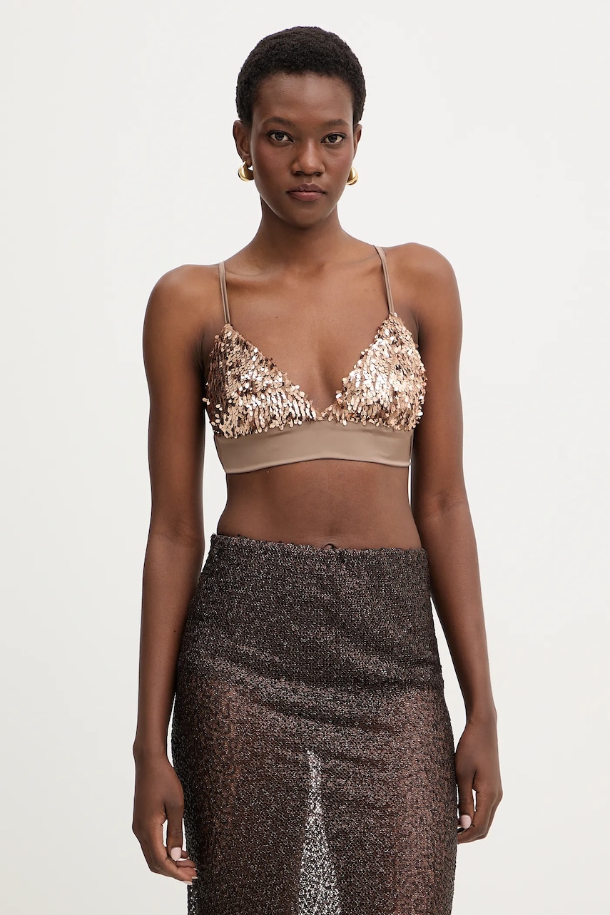 Haveone top culoarea maro, cu imprimeu, RMA-P053