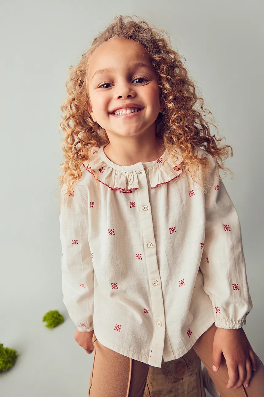 Mayoral bluză de bumbac pentru copii culoarea bej, cu imprimeu, 4132