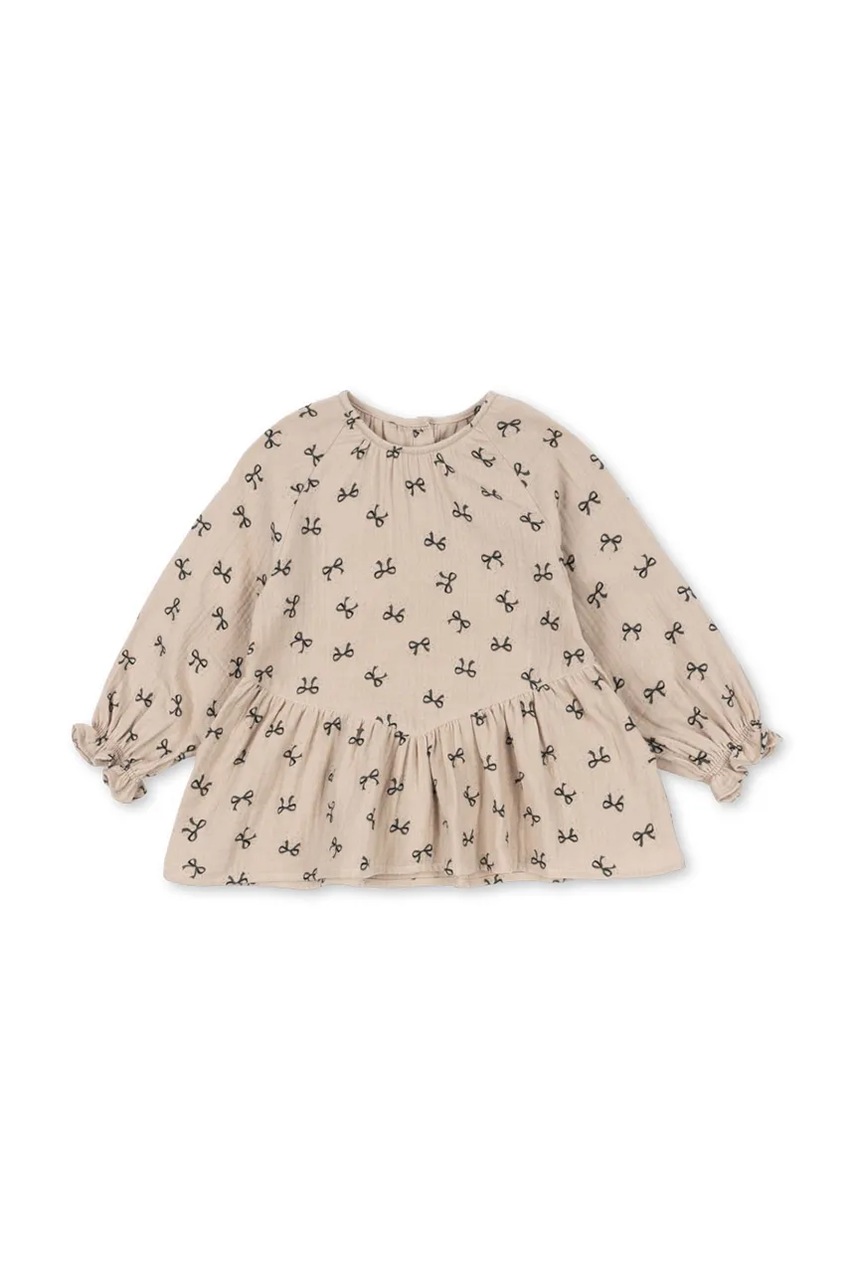 Konges Sløjd bluza de bumbac pentru copii COCO BLOUSE GOTS culoarea bej, cu imprimeu, KS103757