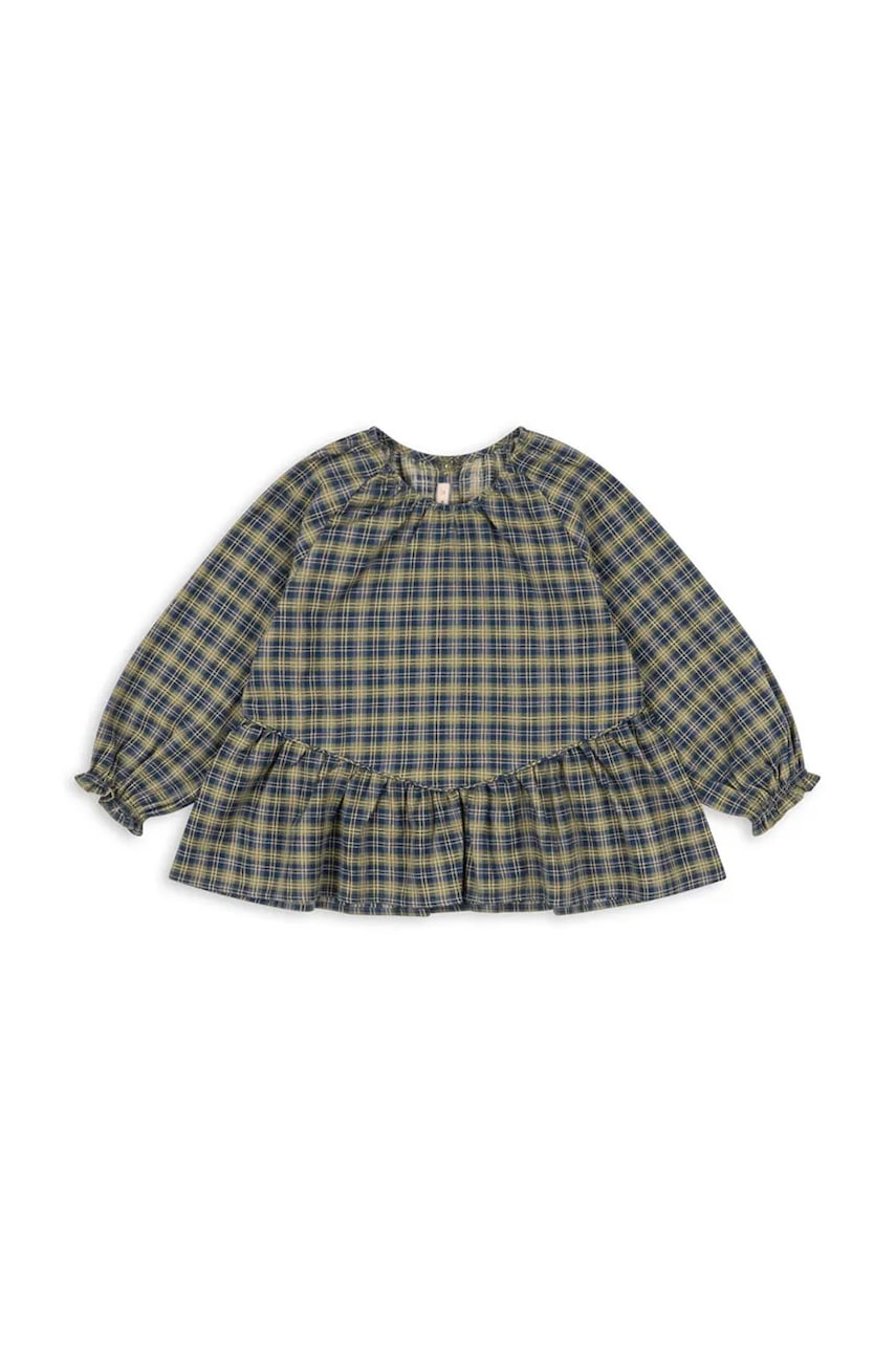 Konges Sløjd bluză copii TERRE BLOUSE GOTS culoarea turcoaz, cu imprimeu, KS104011