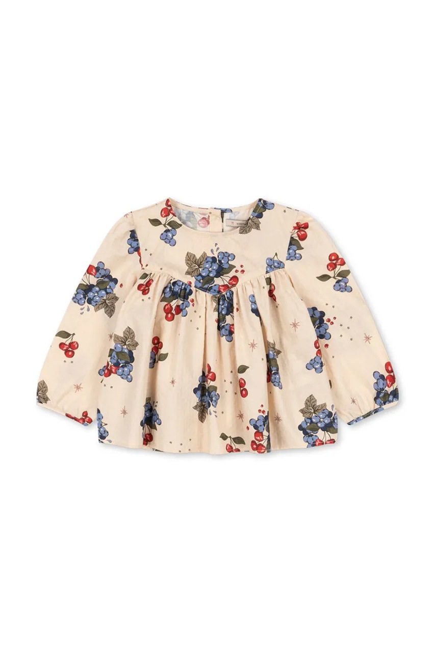 Konges Sløjd bluză de bumbac pentru copii AVI LS BLOUSE GOTS culoarea bej, cu model, KS104202