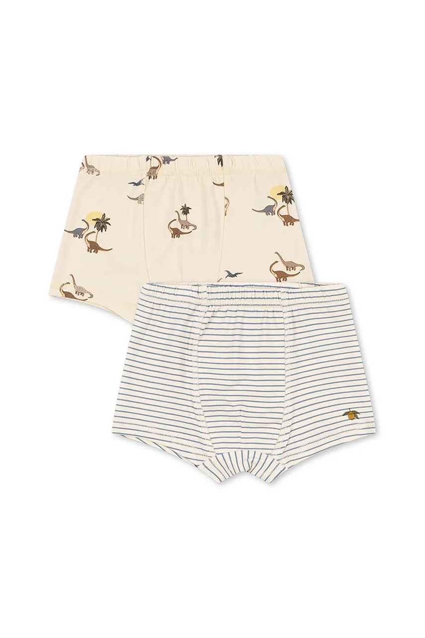 Levně Dětské boxerky Konges Sløjd BASIC 2 PACK BOY BOXERS GOTS 2-pack béžová barva, KS103693