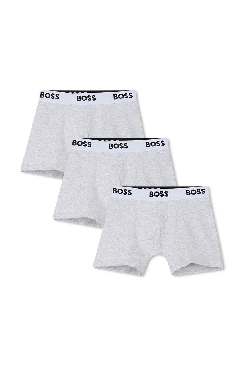 BOSS boxeri copii 3-pack culoarea gri, J52663