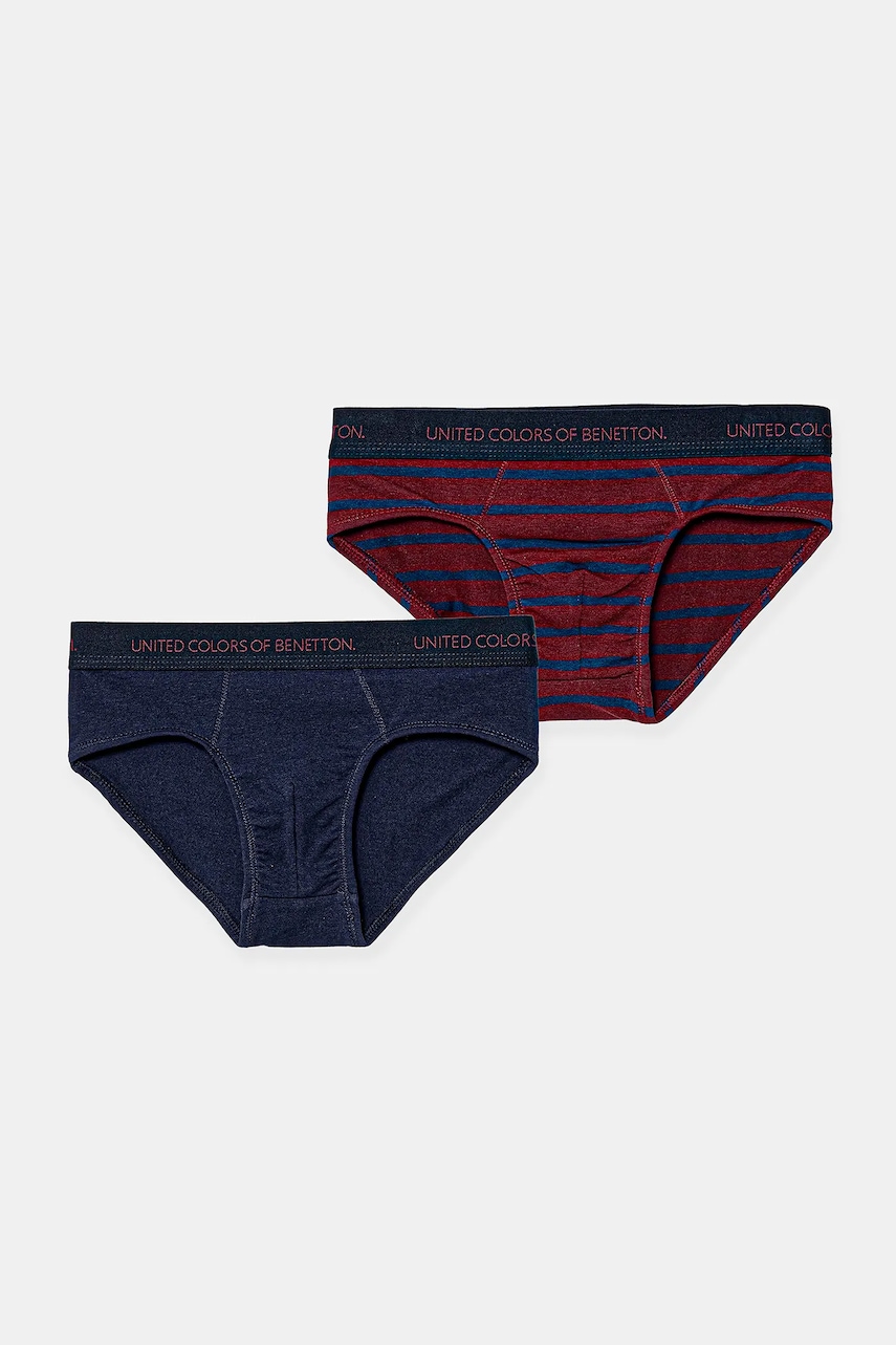 Levně Dětské slipy United Colors of Benetton 2-pack tmavomodrá barva, 3VPS0S02T