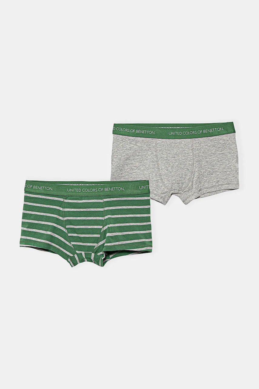 Levně Dětské boxerky United Colors of Benetton 2-pack zelená barva, 3VPS0X01J
