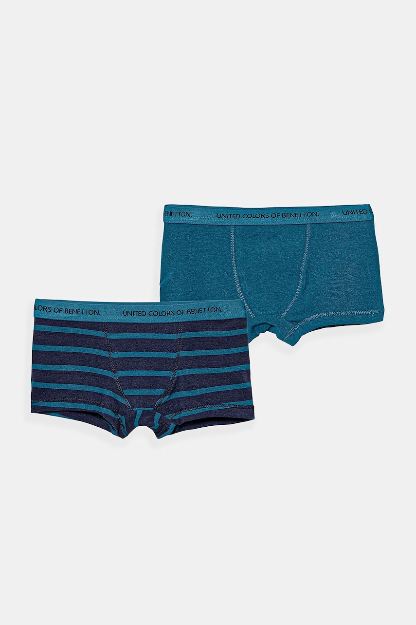 Levně Dětské boxerky United Colors of Benetton 2-pack modrá barva, 3VPS0X01J