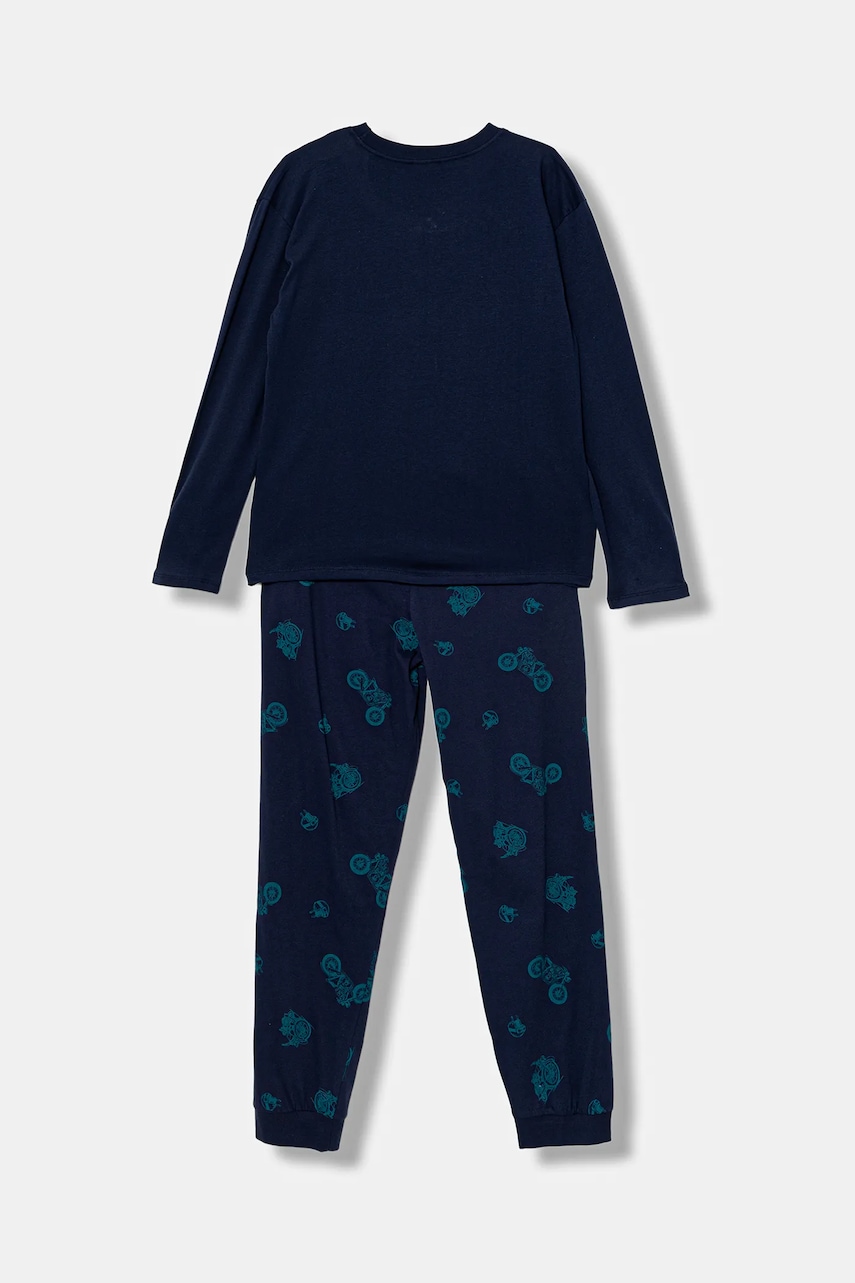 Детская хлопковая пижама United Colors of Benetton цвет синий узор 3VR50P08Y Детская хлопковая пижама United Colors of Benetton цвет синий узор 3VR50P08Y