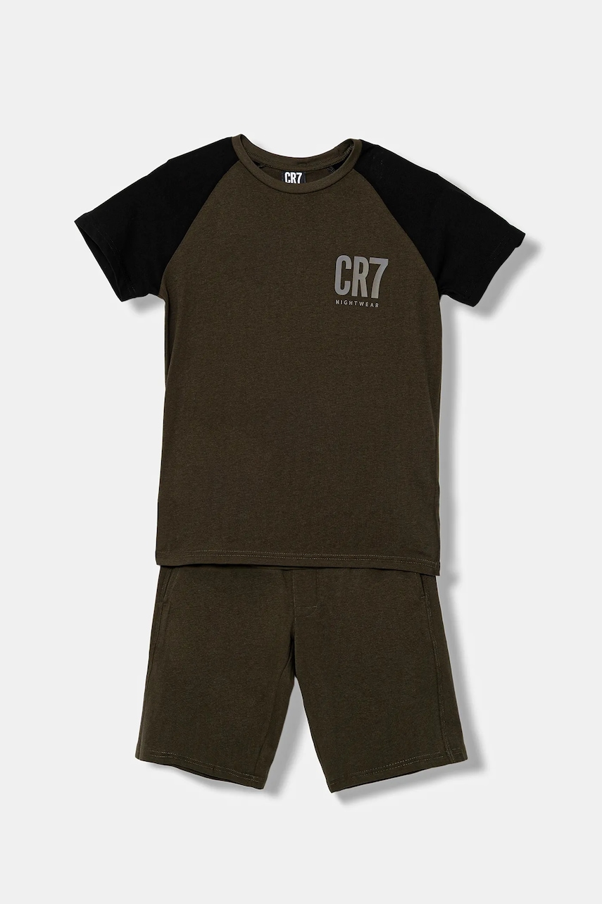 CR7 Cristiano Ronaldo pijamale de bumbac pentru copii culoarea verde, cu imprimeu, 8770