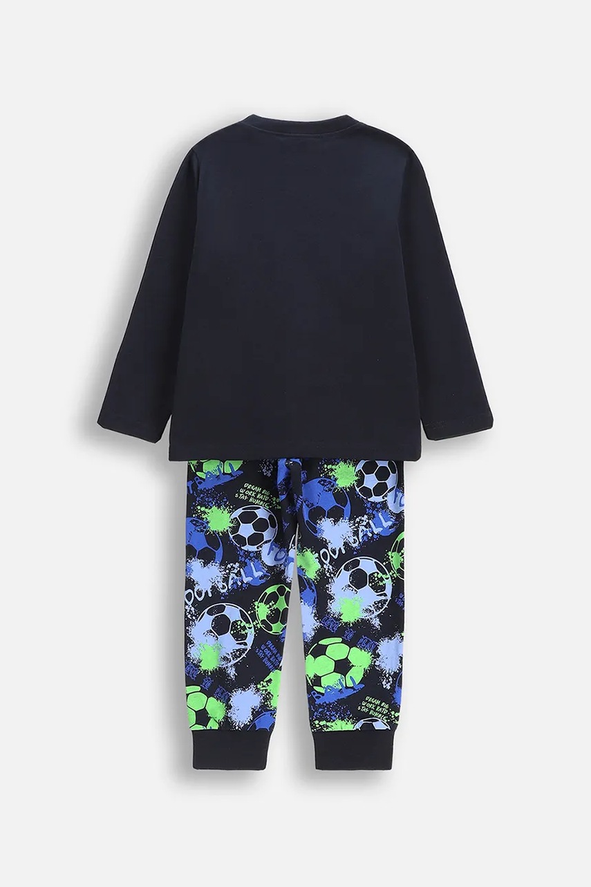 Детская хлопковая пижама Coccodrillo цвет синий с принтом PYJAMAS