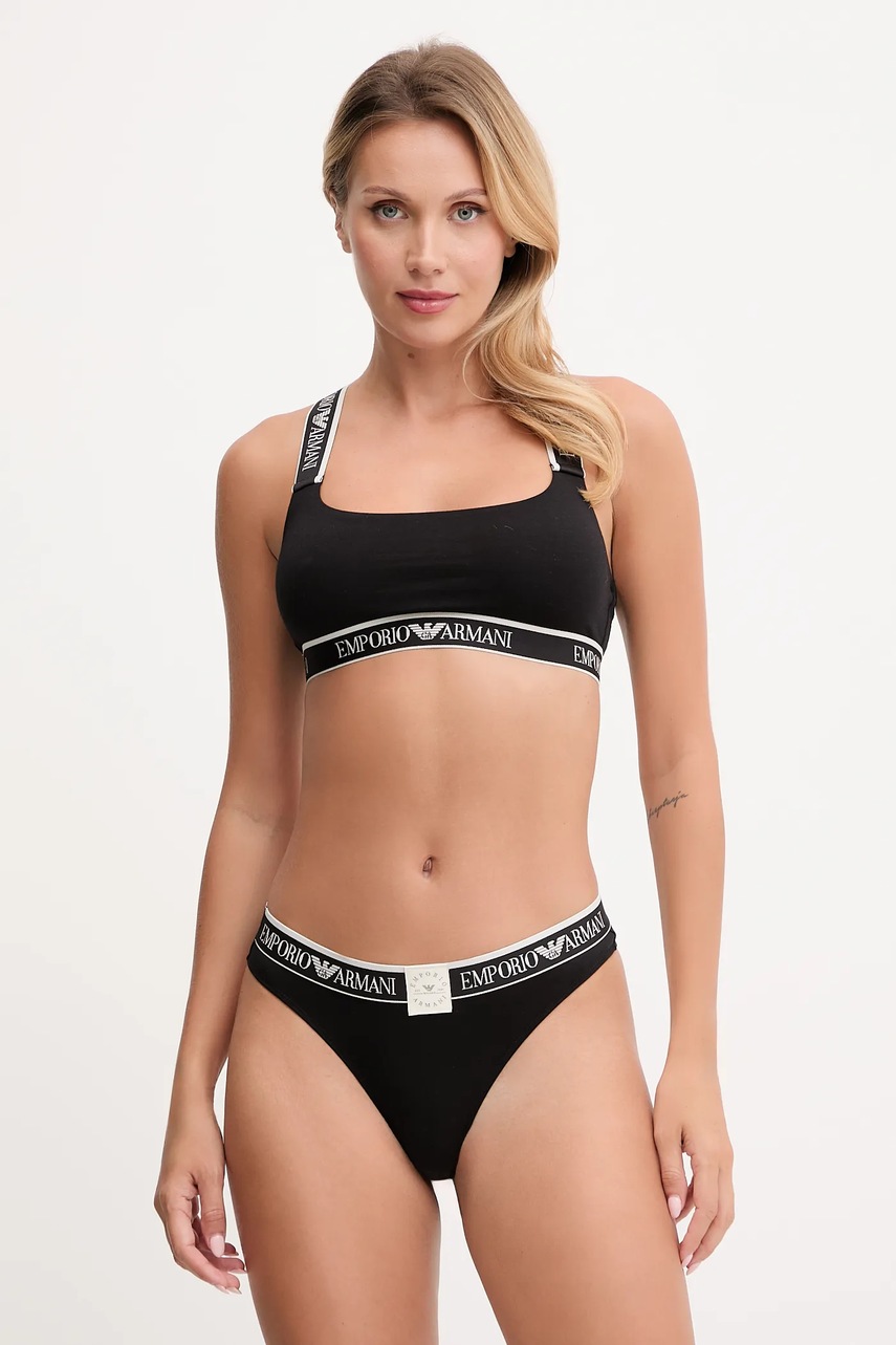 Emporio Armani Underwear set - sutien și chiloți brazilieni culoarea negru EW001905 AF15345