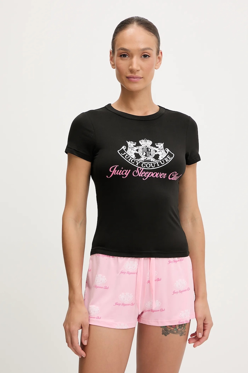 Пижама Juicy Couture JUICY SLEEPOVER CLUB SHORT PYJAMA SET цвет чёрный JCLPJ225501 Пижама Juicy Couture JUICY SLEEPOVER CLUB SHORT PYJAMA SET цвет чёрный JCLPJ225501