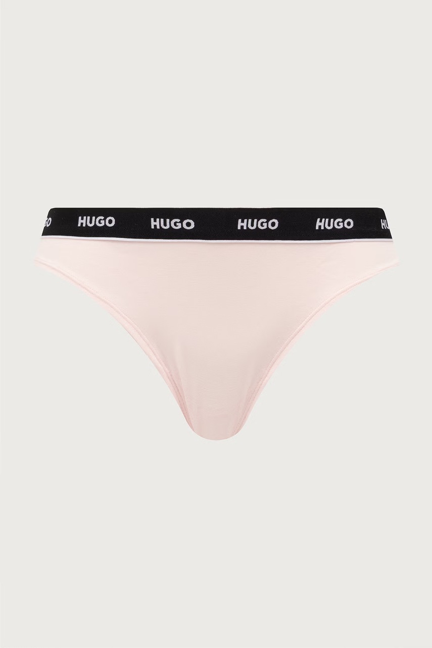 HUGO  прашки дамски от памук с еластан TRIPLET THONG STRIPE 3 броя