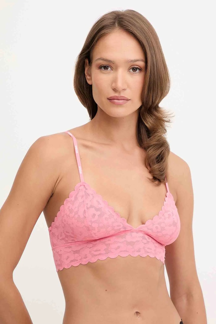 HUGO sutien culoarea roz, transparent, cu imprimeu, 50545723