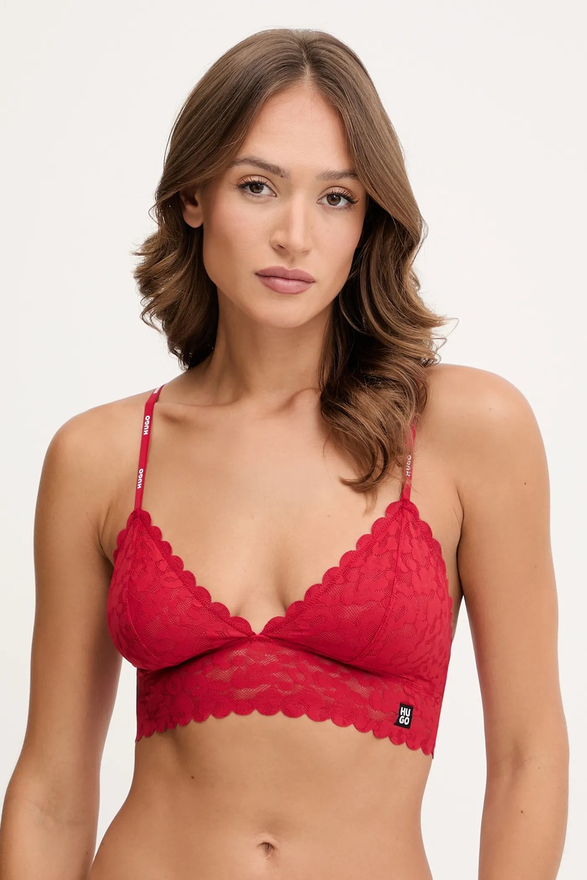 HUGO sutien culoarea rosu, transparent, cu imprimeu, 50545723