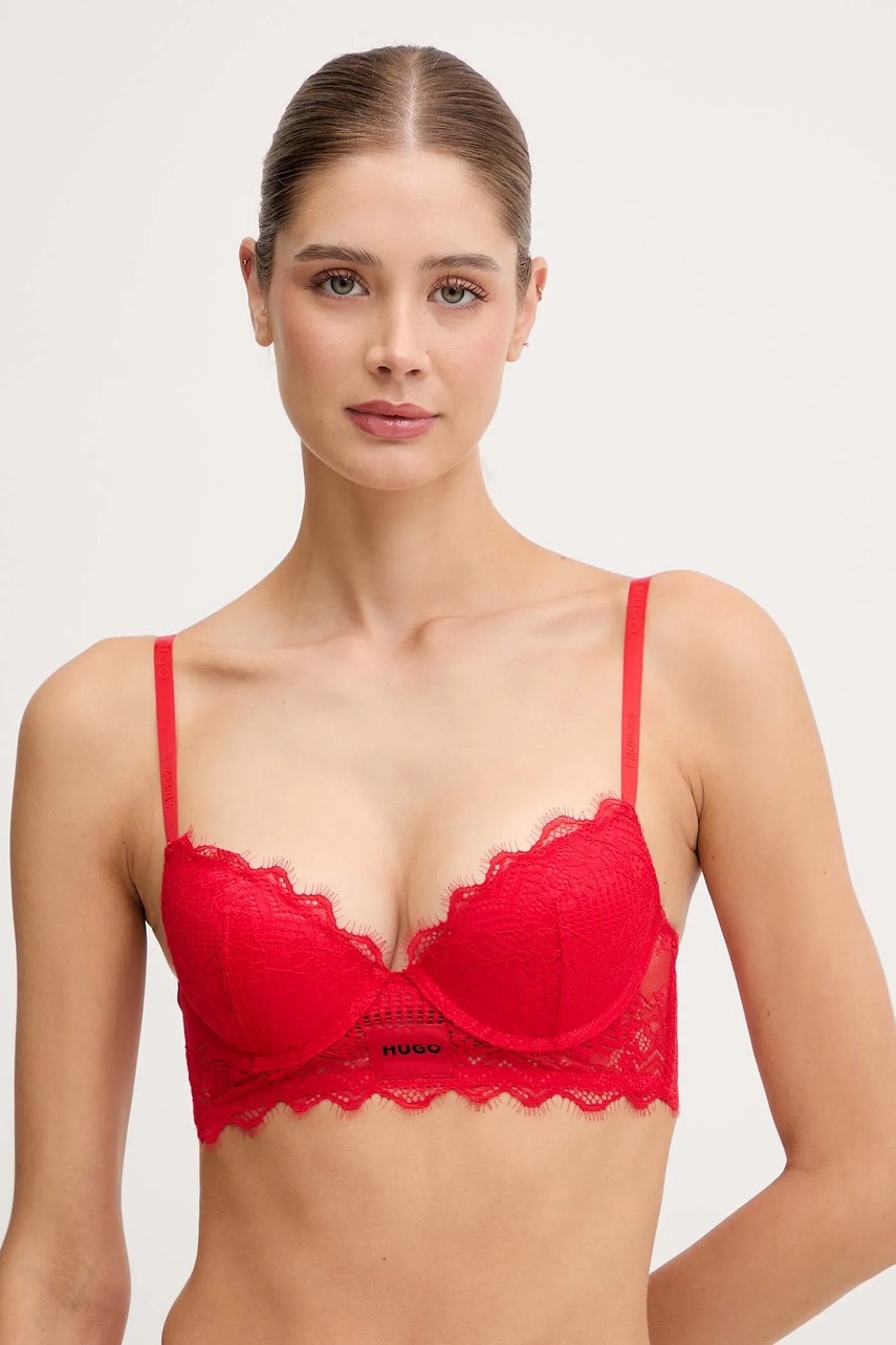 HUGO sutien culoarea negru, dantela, uni, 50545726