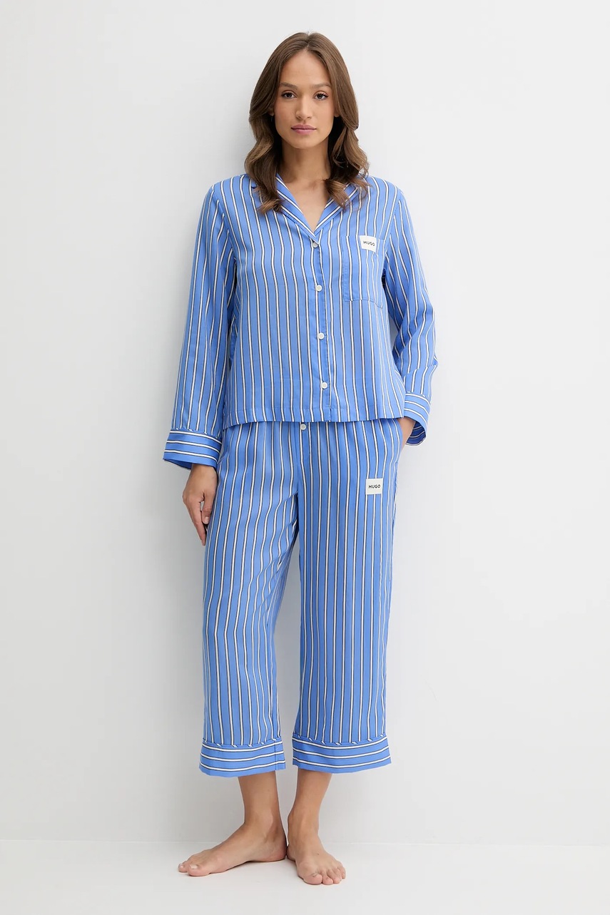 Пижамная рубашка HUGO цвет фиолетовый 50544173