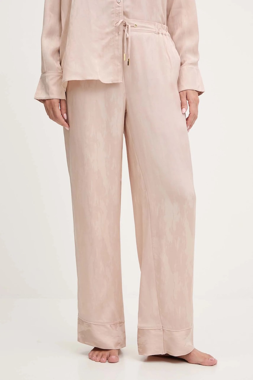 Chantelle pantaloni de pijama NOAH culoarea bej, satin, C1A4E0