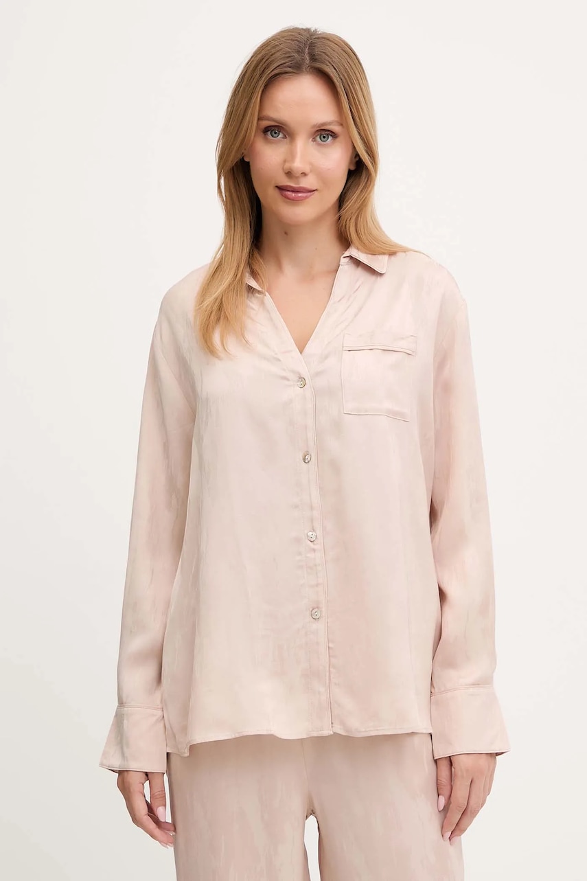 Chantelle cămașă de pijama NOAH culoarea bej, satin, C1A4H0