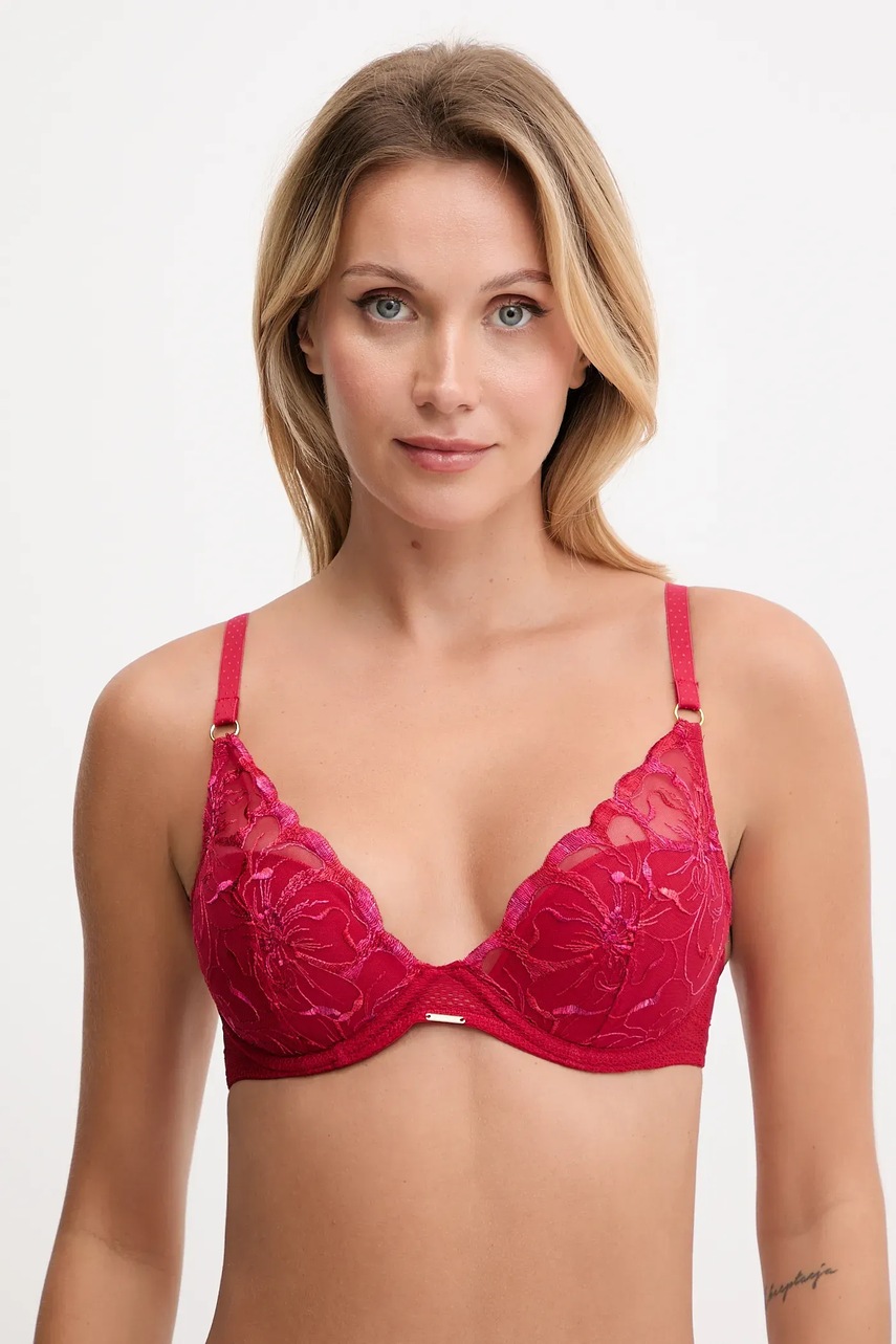 Chantelle sutien FLEURS culoarea rosu, dantela, cu model, C12M20