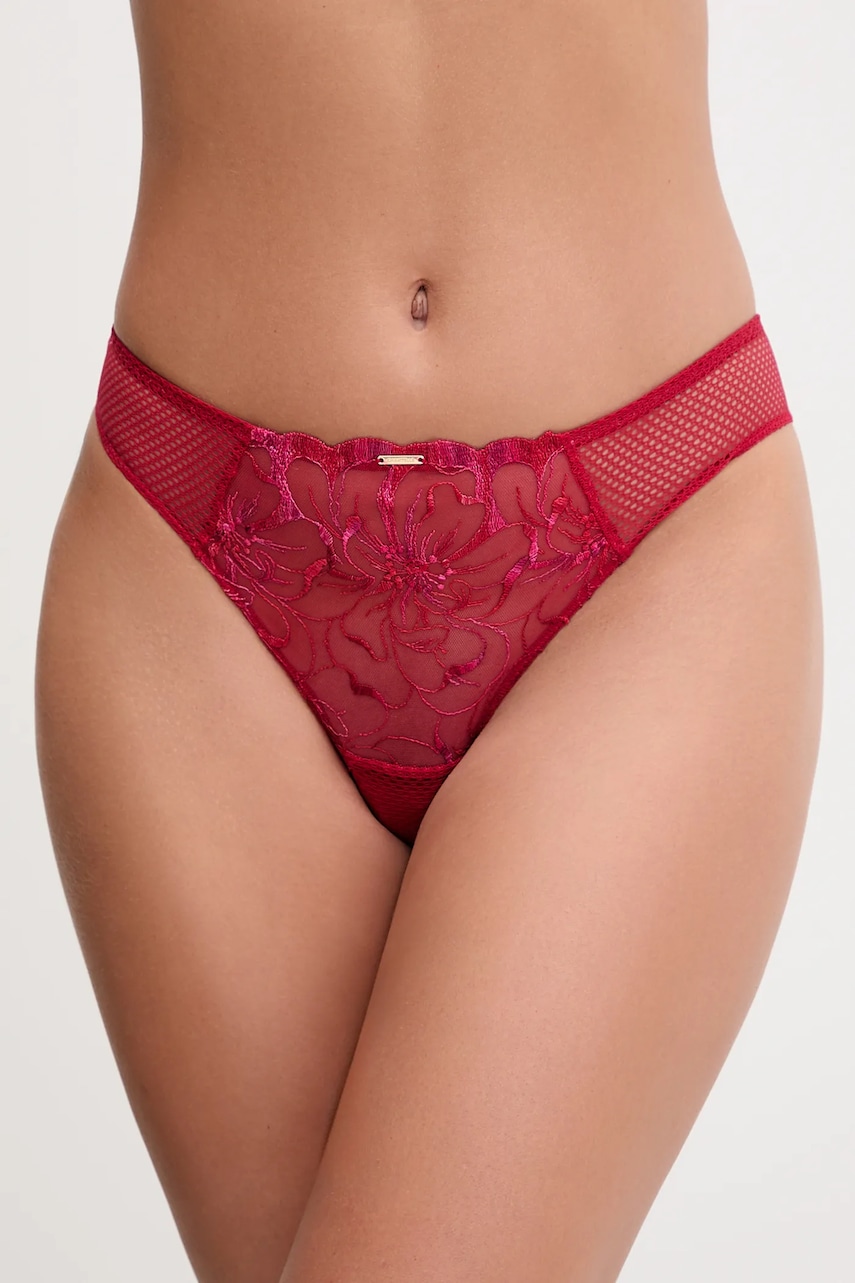 Chantelle tanga FLEURS culoarea rosu, C12M90