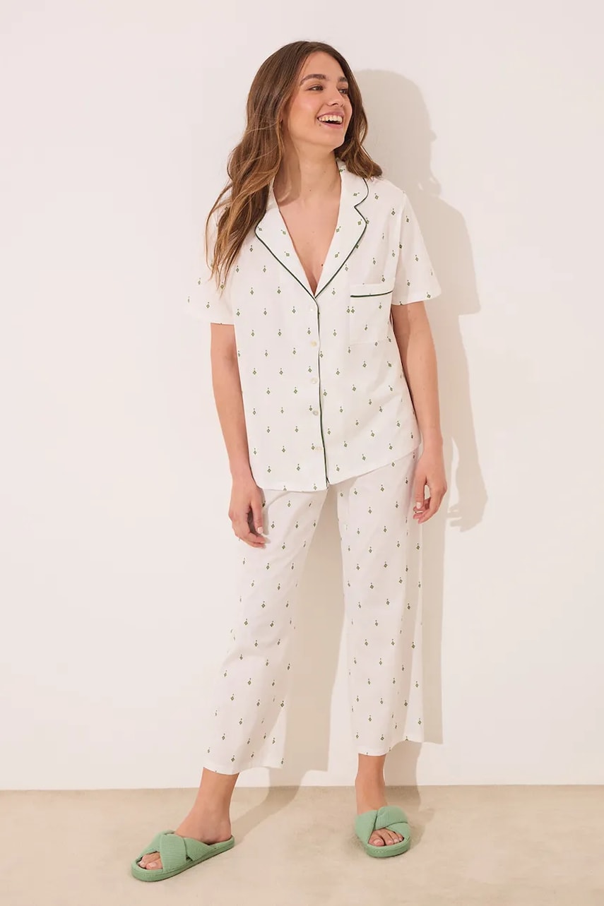 women'secret pijamale de bumbac culoarea alb, bumbac, 3599200