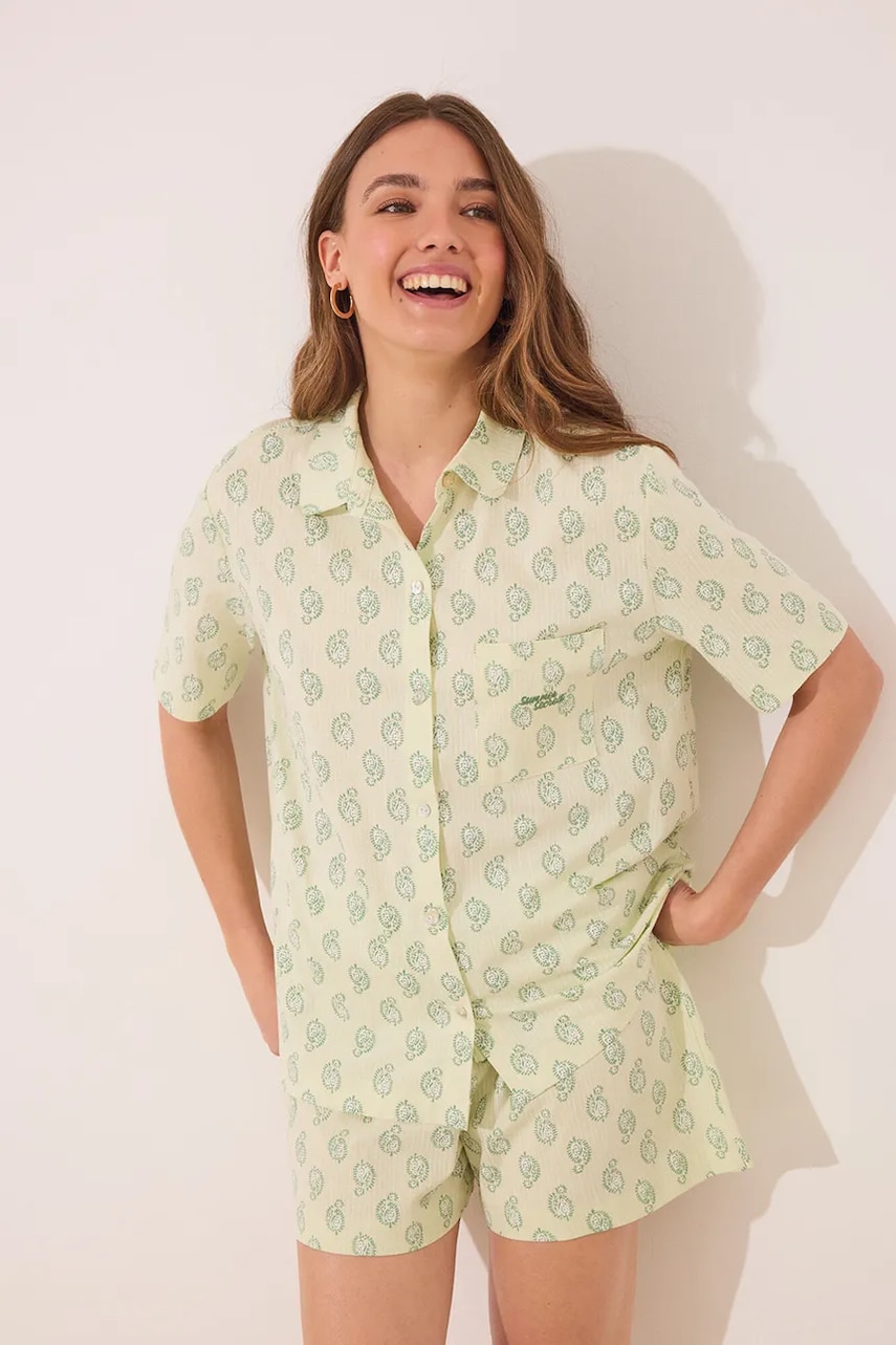 women'secret pijamale de bumbac culoarea verde, bumbac, 3599199