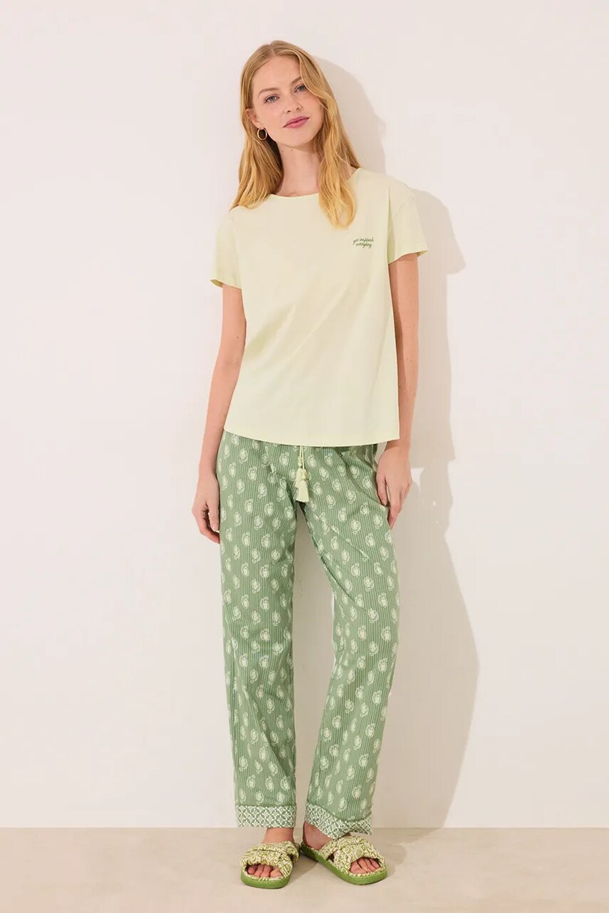 women'secret pijamale de bumbac culoarea verde, bumbac, 3599211