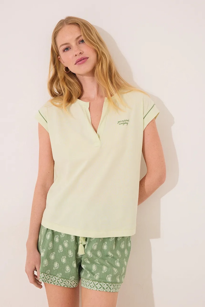 women\'secret pijamale de bumbac culoarea verde, bumbac, 3599219