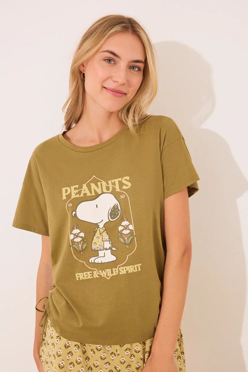 Хлопковая пижама womensecret SNOOPY цвет зелёный хлопковое 3139899 Хлопковая пижама womensecret SNOOPY цвет зелёный хлопковое 3139899