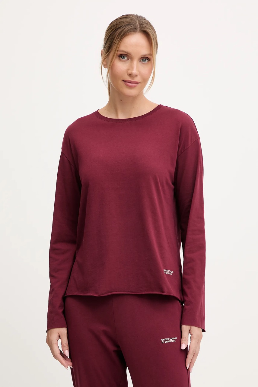 Хлопковая пижама United Colors of Benetton цвет бордовый 35VB3P048