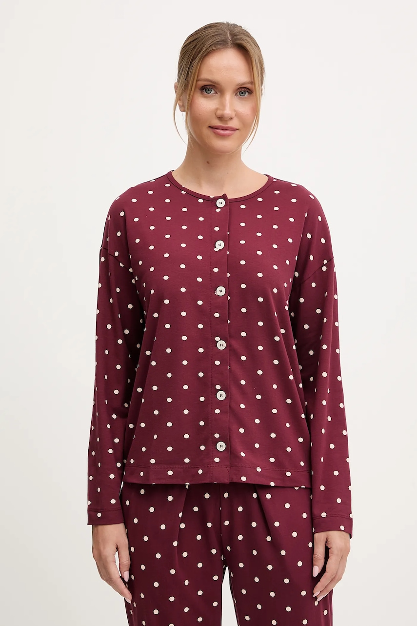United Colors of Benetton cămașă de pijama culoarea bordo, 3ZMB3M07R