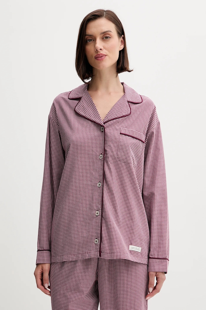 United Colors of Benetton cămașă de pijama culoarea bordo, bumbac, 4MYG3M00D
