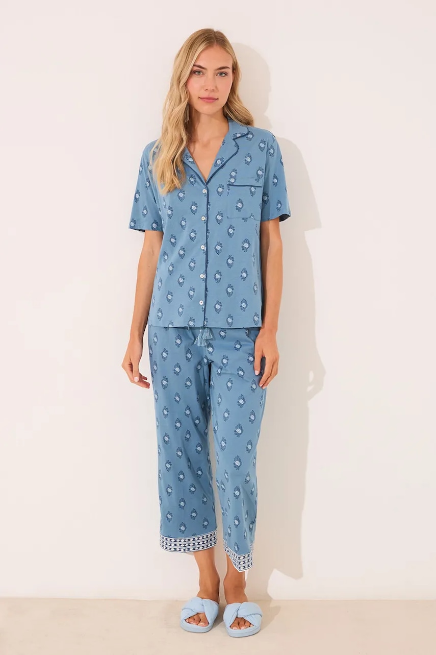 Levně Pyžamo women'secret dámské, modrá barva, bavlněné, 3592389