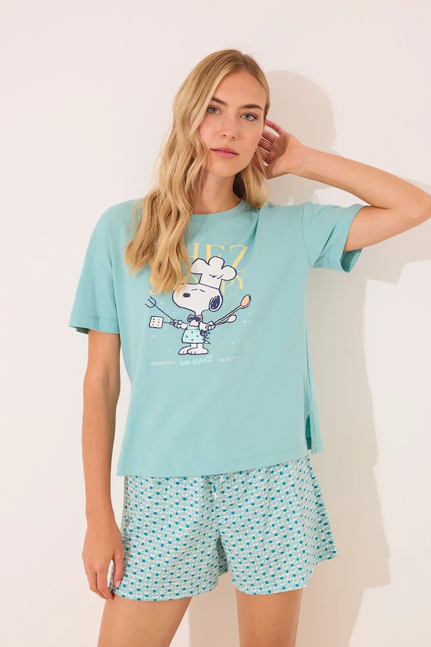 women'secret pijama culoarea turcoaz, 3132115