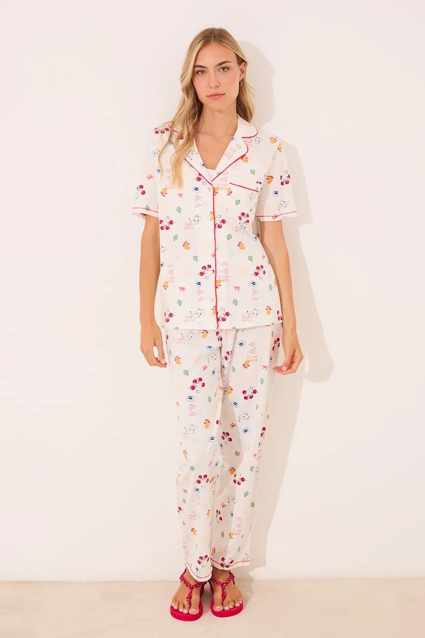 Levně Bavlněné pyžamo women'secret dámské, bílá barva, bavlněné, 3132103