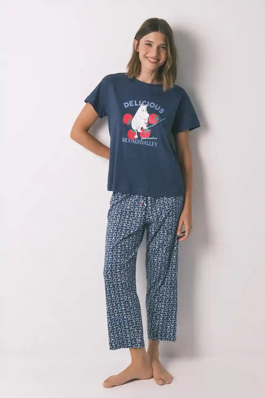 women'secret pijamale de bumbac culoarea bleumarin, bumbac, 3132101