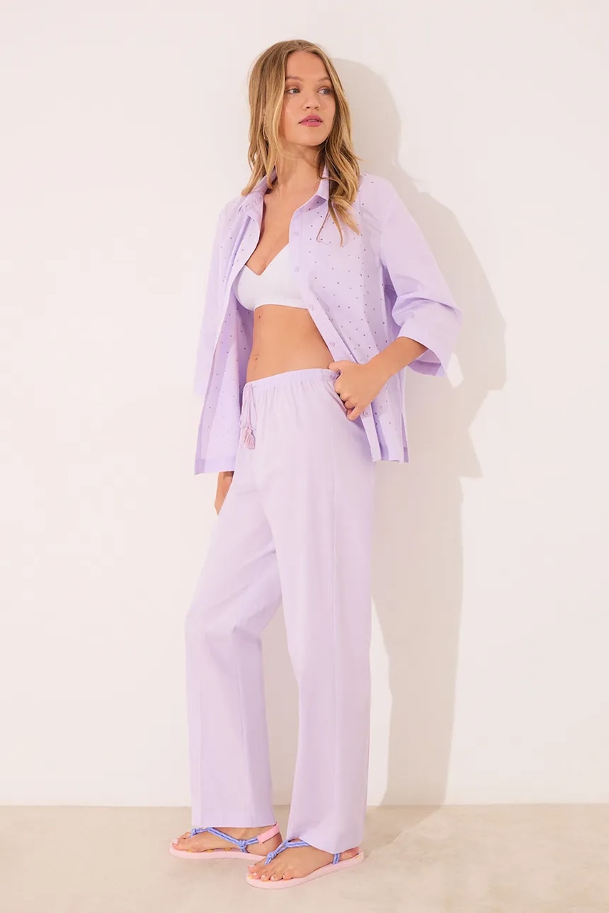 women'secret pijama culoarea violet, bumbac, 3592401