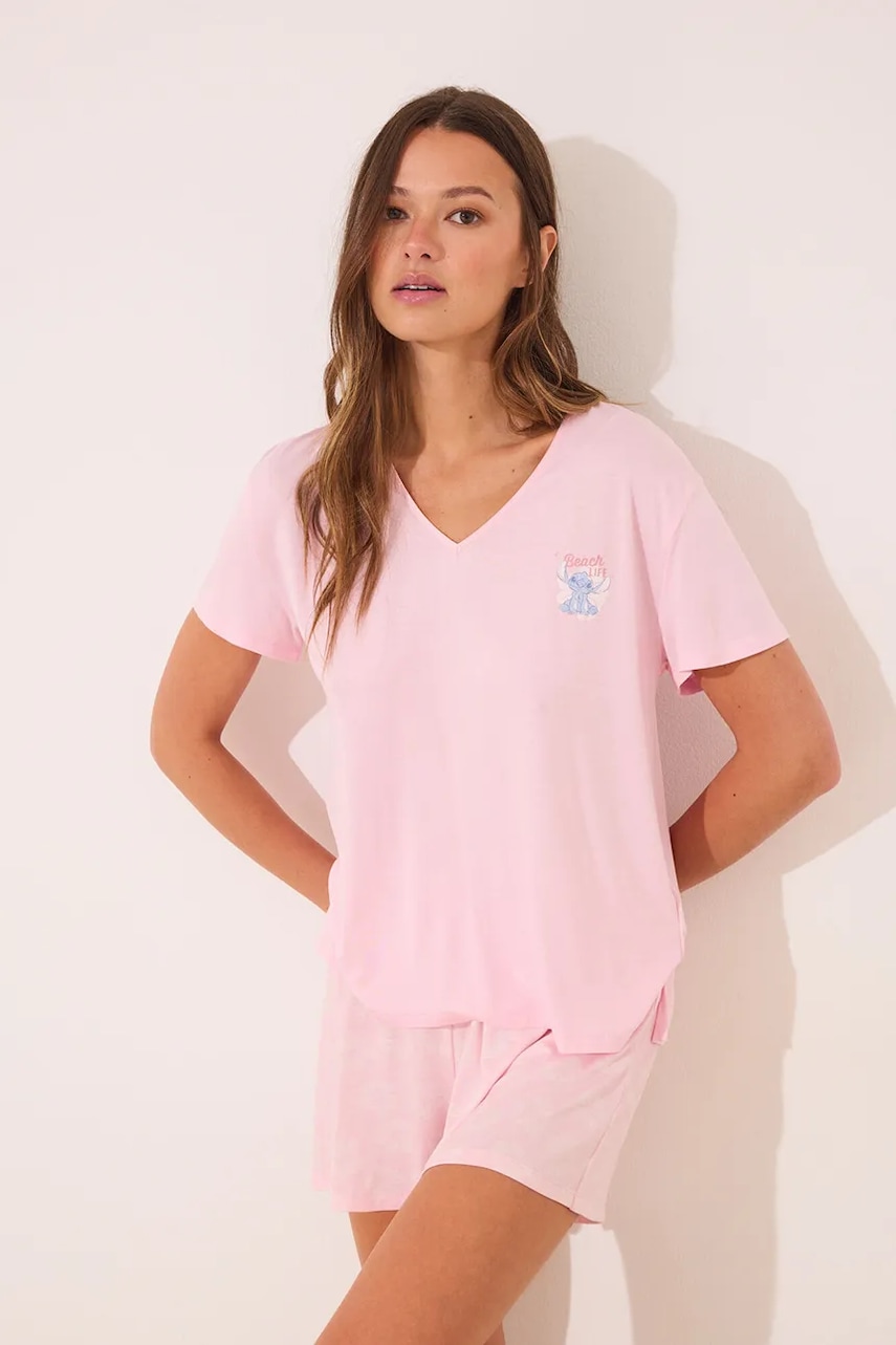 women'secret compleu pijama 2-pack culoarea roz, 4752524