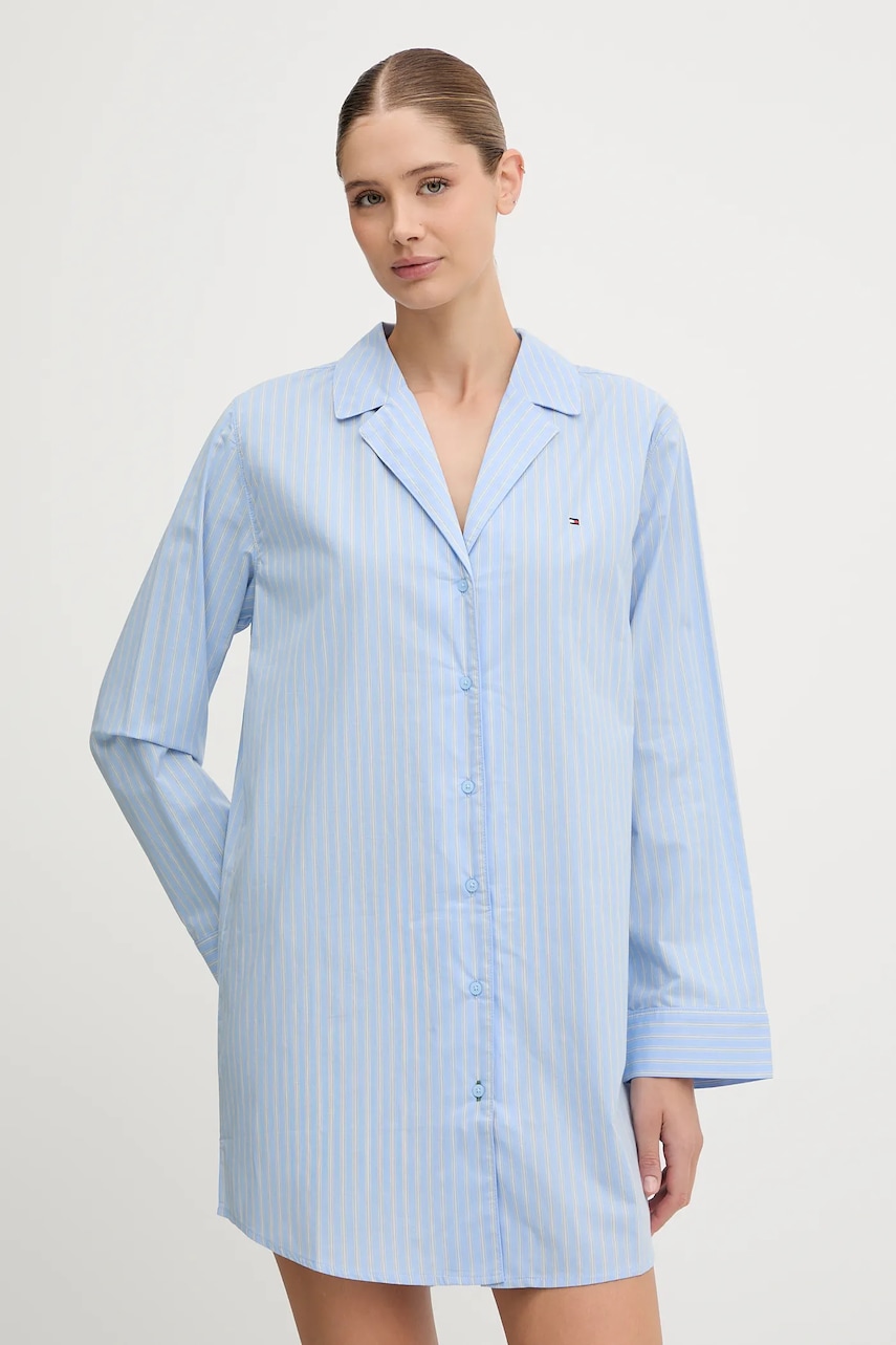Levně Bavlněná noční košile Tommy Hilfiger dámská, modrá barva, UW0UW06082
