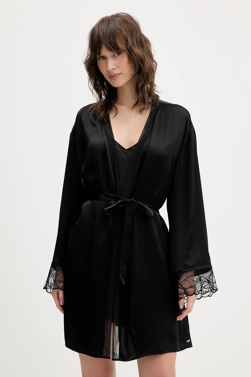 

Копринен халат Calvin Klein Underwear, Черен